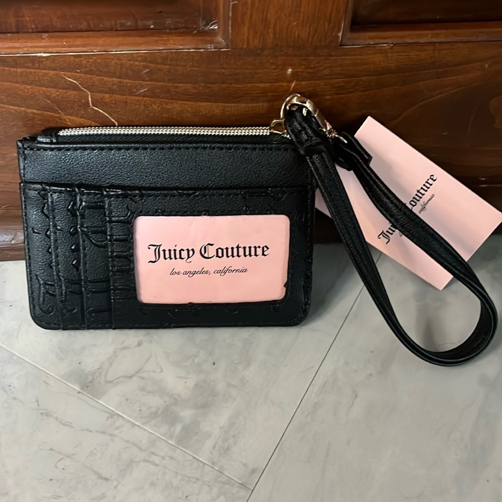 Juicy couture ID wallet & card holder / key chain black Vegan leather - Picture 3 of 10